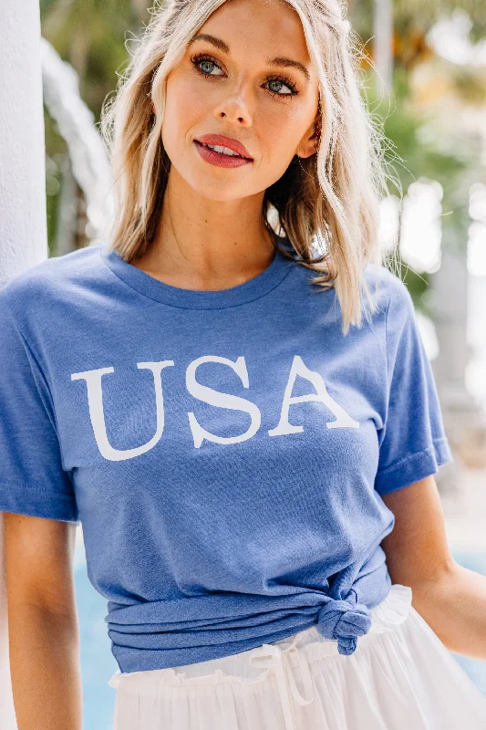 USA Heather Royal Blue Graphic Tee