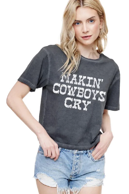 Zutter Makin Cowboys Cry Crop Tee