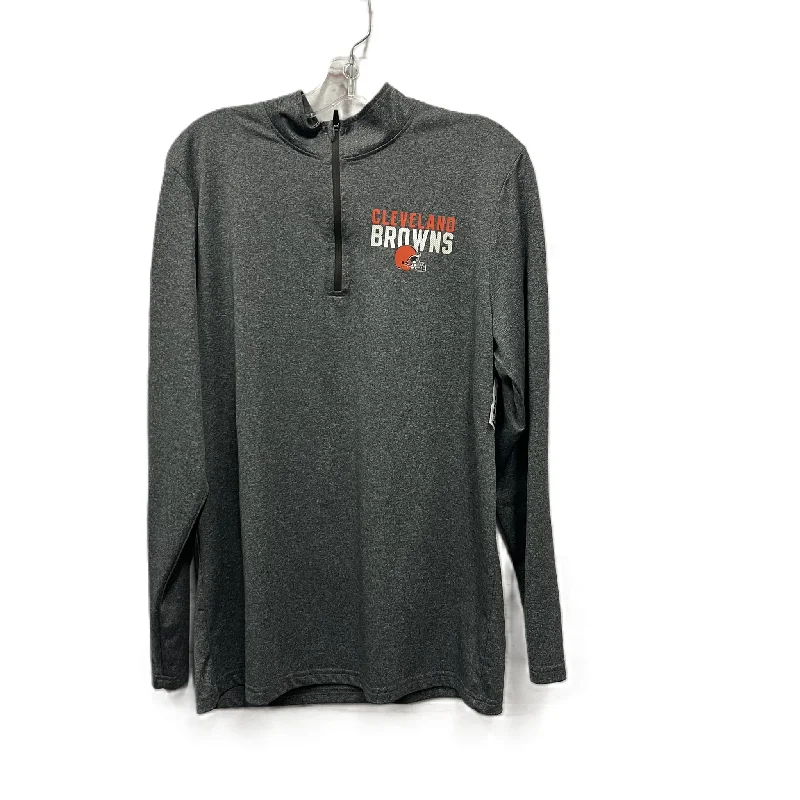 Athletic Top Long Sleeve Collar By Nfl In Grey, Size: M