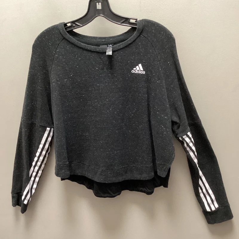 Athletic Top Long Sleeve Crewneck By Adidas In Black, Size: M