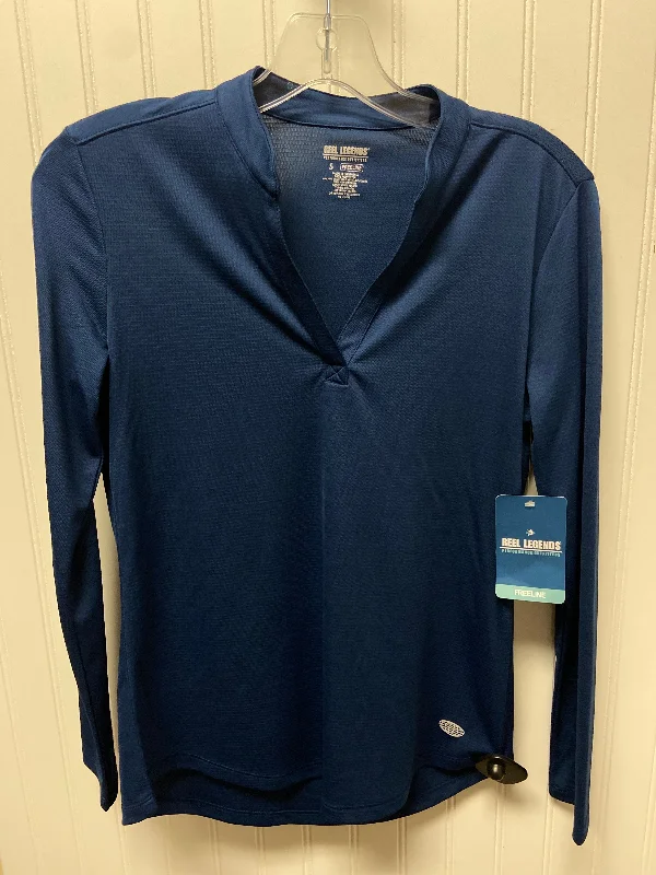 Athletic Top Long Sleeve Crewneck By Reel Legends In Navy, Size: S