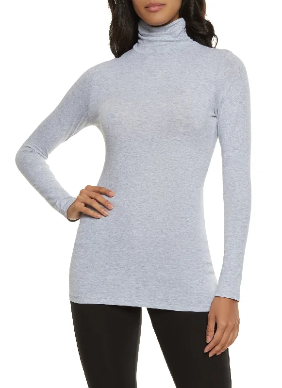 Ruched Long Sleeve Turtleneck Top