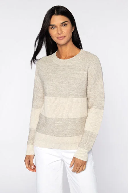 Kinross Cashmere Lurex Stripe Crew