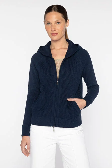 Kinross Cashmere Mixed Stitch Zip Hoodie