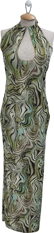 Green Animal Print Midi Dress UK S/M