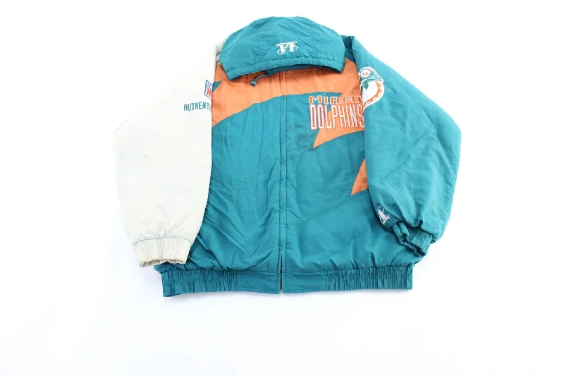 90's Miami Dolphins Embroidered Logo Athletic Sharktooth Jacket