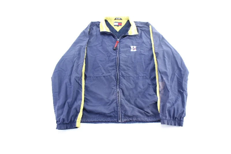 90's Tommy Hilfiger Embroidered Logo Navy Blue & Yellow Zip Up Jacket