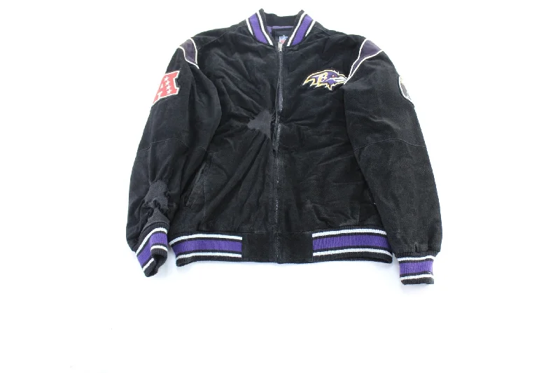 Baltimore Ravens Embroidered Suede Zip Up Jacket