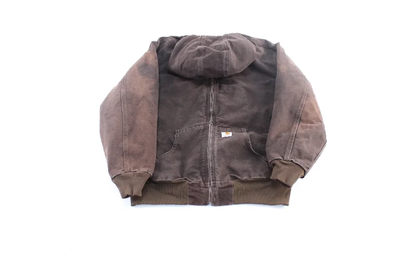 Carhartt Logo Patch Brown Hooded Zip Up Jacket