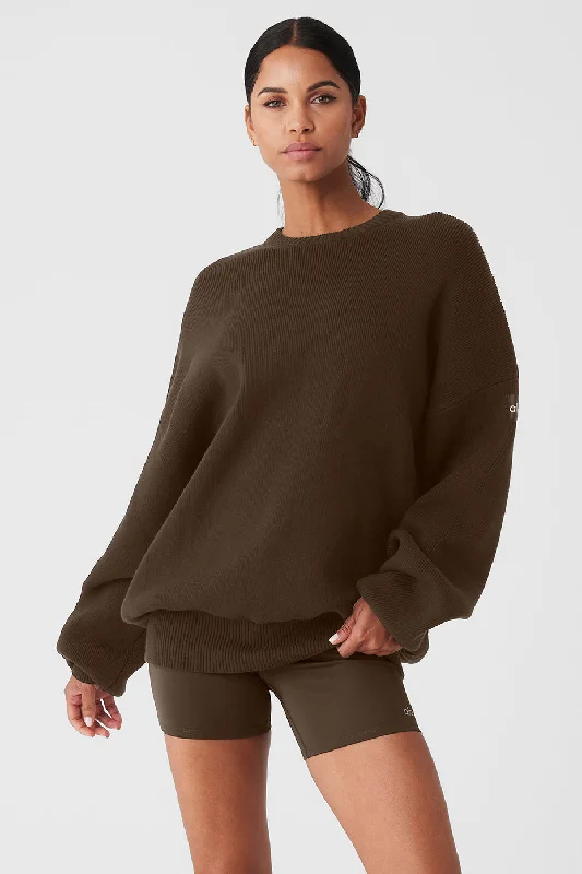 Scholar Crew Neck Sweater - Espresso