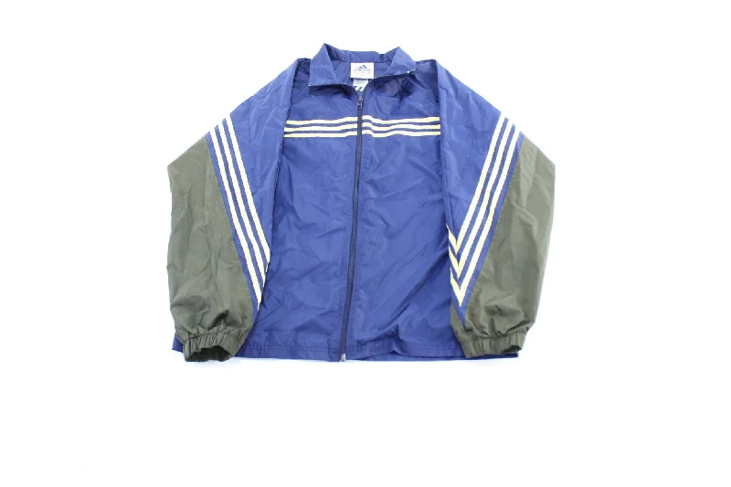 Vintage Adidas Embroidered Logo Blue & Gold Striped Zip Up Jacket