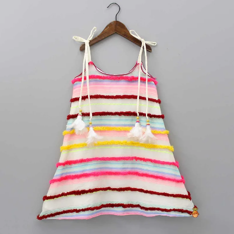 Horizontal Striped Multicolour Strappy Dress