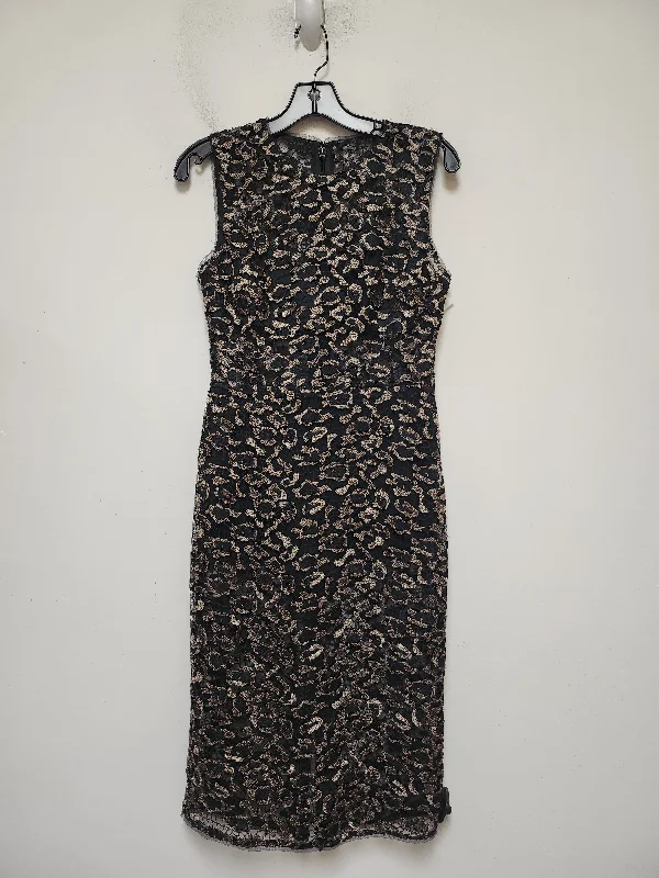 Dress Casual Midi By Bcbg In Black & Gold, Size: Xs