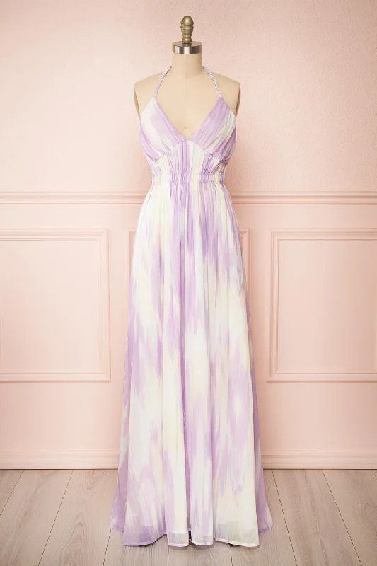 Amakassou | Lilac & Yellow Maxi Dress