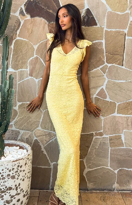 Blake Yellow Lace Maxi Dress