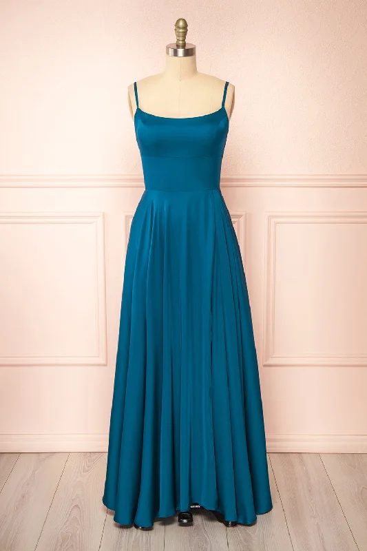 Darcy Royal Blue | Maxi Satin Dress w/ Slit