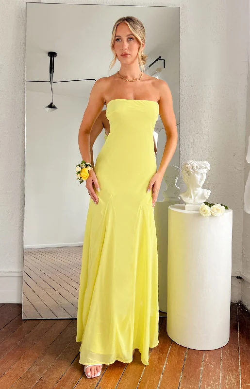 Myka Yellow Strapless Maxi Dress