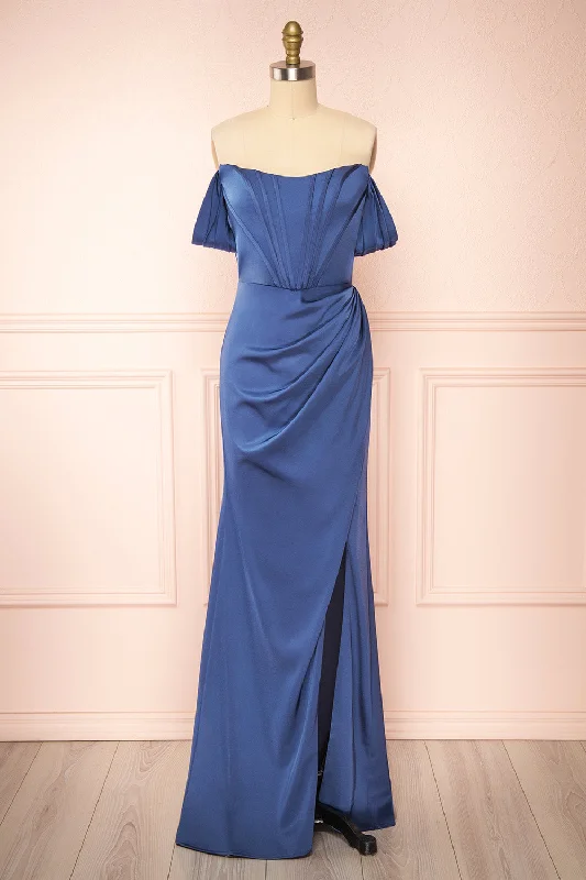 Namie Blue | Corset Maxi Dress w/ Removable Straps