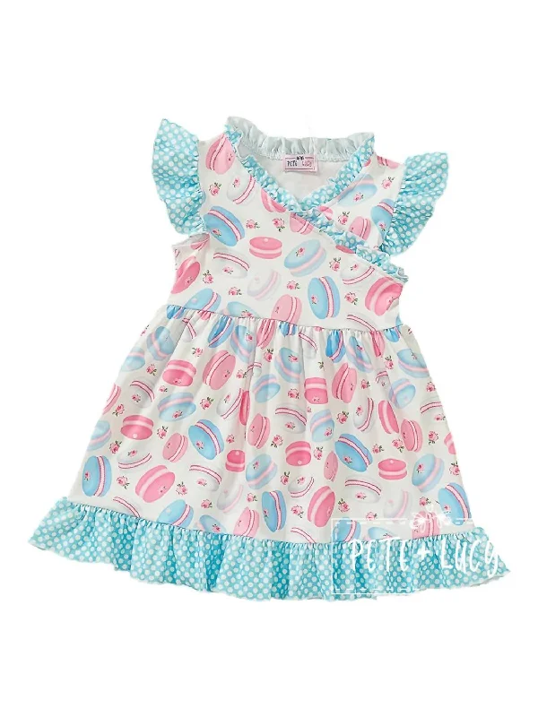 Girl's Macaron Party Dress In Light Blue