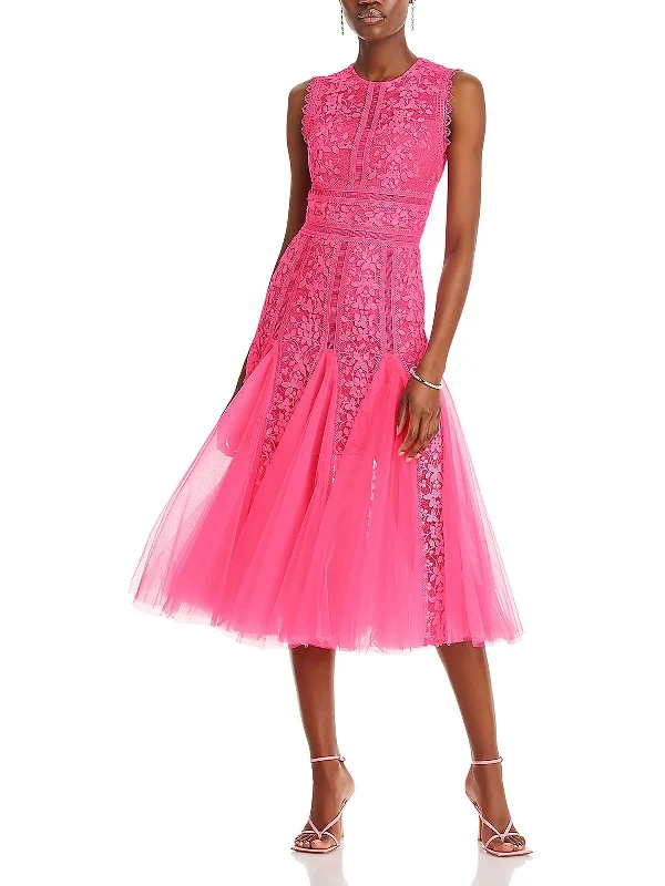 Megan Womens Lace Ladder Stitch Cocktail And Party Dress