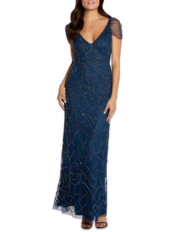 Womens Beaded Long Evening Dress