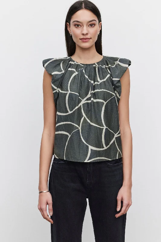 CAMILLE PRINTED SILK COTTON VOILE TOP