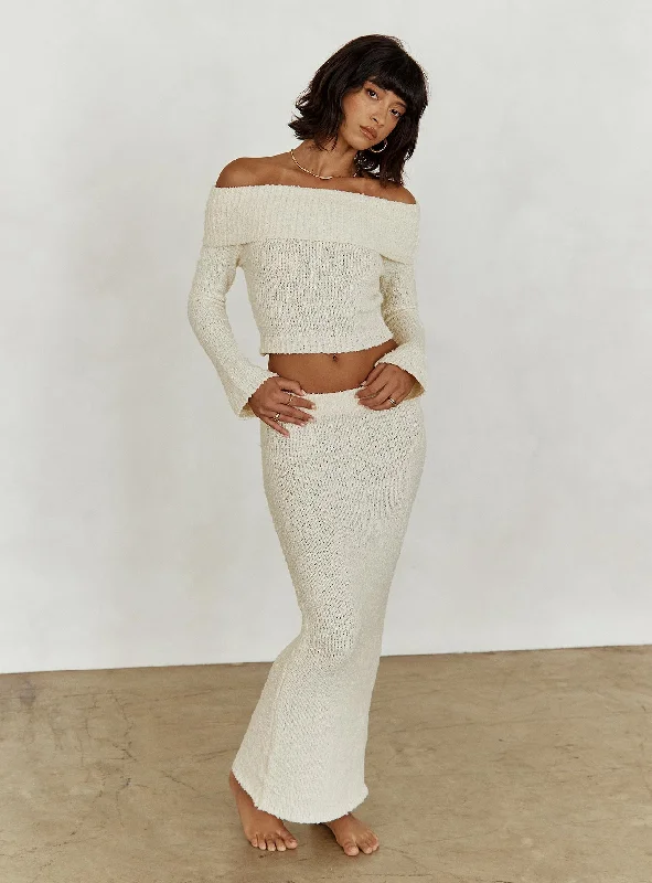 Snuggle Boucle Maxi Skirt Cream